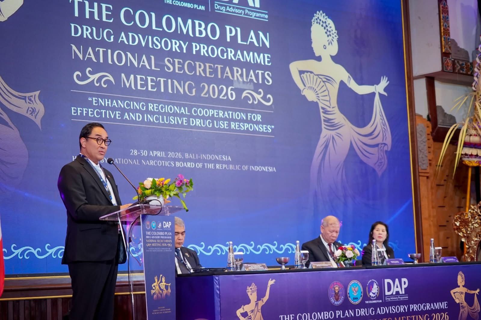 Delegasi internasional menghadiri CPDAP 2026 di Bali untuk membahas strategi penanggulangan narkotika secara global dan humanis.