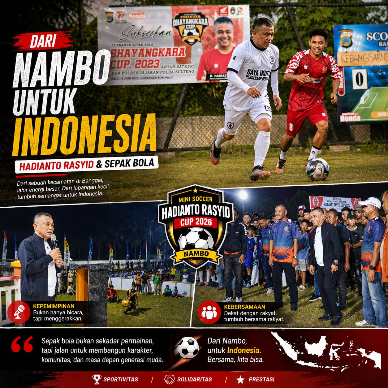 Hadianto Rasyid berbaur dengan warga saat turnamen mini soccer di Nambo.
