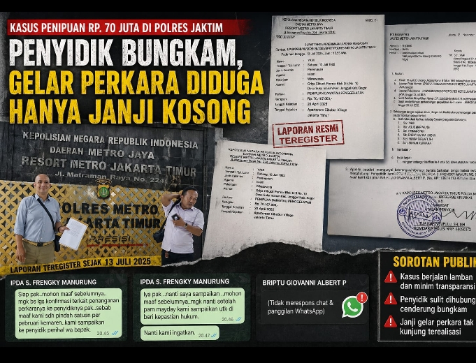 Kuasa hukum korban mempertanyakan lambannya penanganan kasus dugaan penipuan apartemen Rp70 juta di Polres Metro Jakarta Timur.