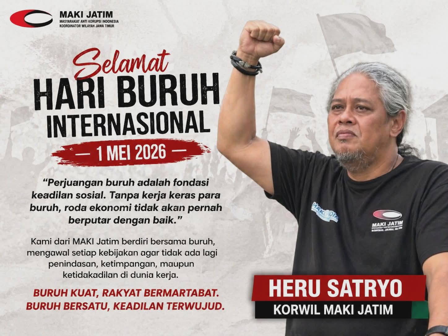 Aksi May Day 2026 menyoroti tuntutan kesejahteraan buruh dan keadilan sosial.