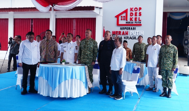 Jajaran Forkopimda Wonogiri mengikuti peresmian operasional 1.061 Koperasi Desa/Kelurahan Merah Putih secara daring, Sabtu (16/5/2026).