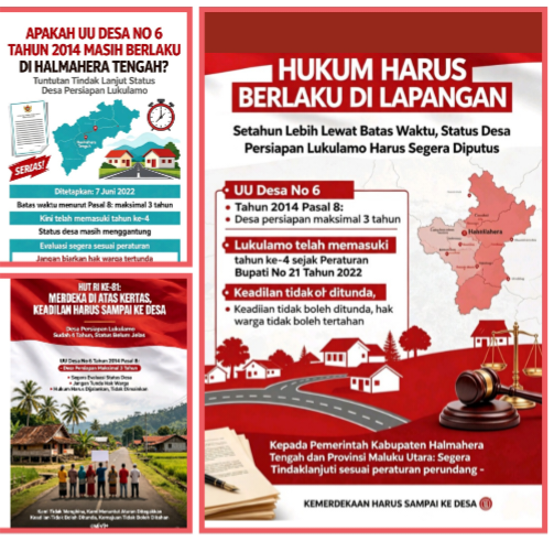HUT RI ke-81, Desa Persiapan Lukulamo sudah 4 Tahun. Apakah UU Desa no 6 Tahun Masih berlaku di Halmahera Tengahb Atau hanya Tulisan Mati ?